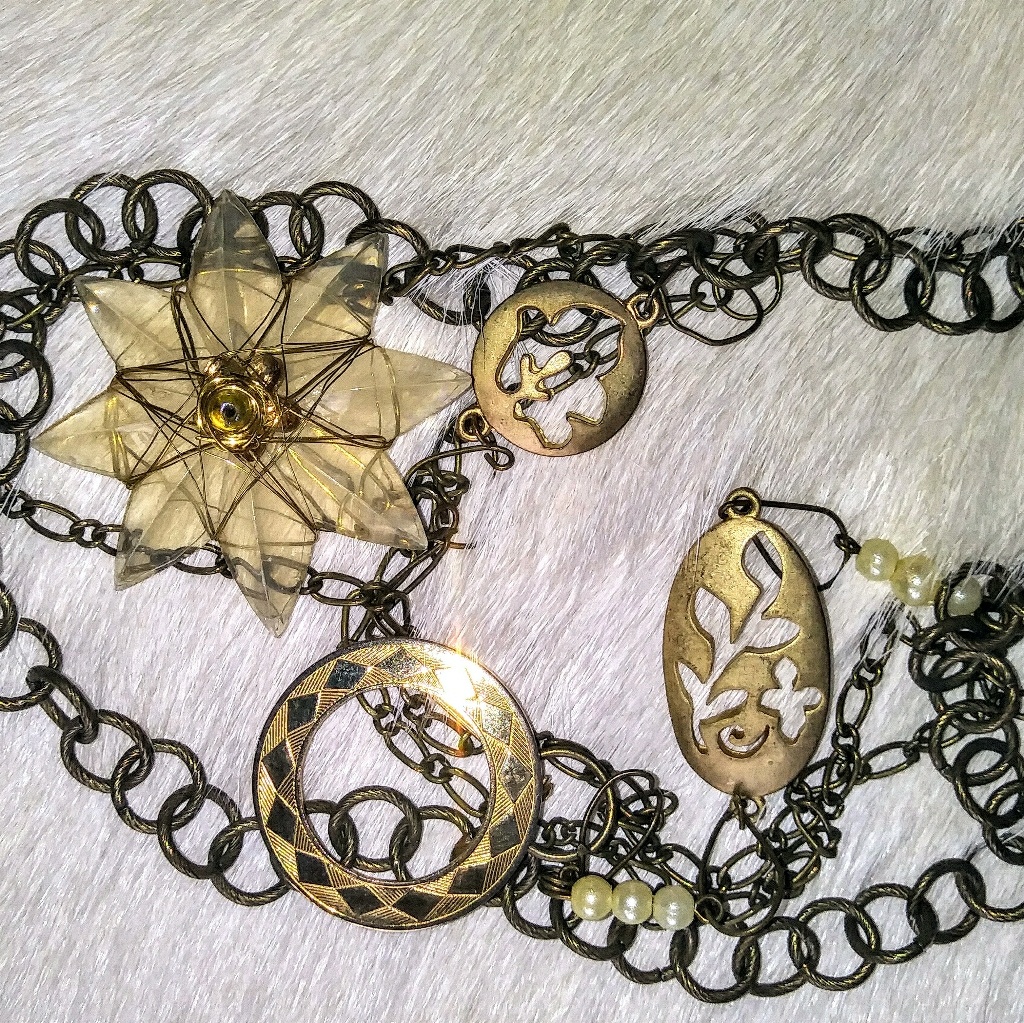 Unique Vintage Asymmetrical Necklace. Hand Made.